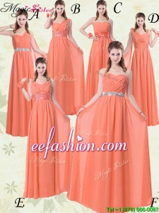 Elegant Empire Floor Length Prom Dresses with Ruching and Belt
