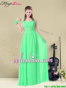 Elegant Empire Straps Prom Dresses with Ruching and Belt for 2016 Summer