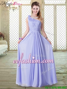 Lovely Empire One Shoulder Prom Dresses in Lavender
