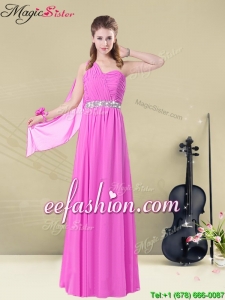 New Style Empire One Shoulder Dama Dresses with Belt