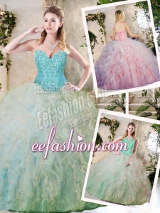 2016 Cheap Multi Color Quinceanera Gowns with Appliques and Ruffles