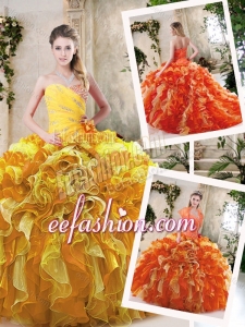 Beautiful Beading and Ruffles Sweet 16 Dresses in Multi Color