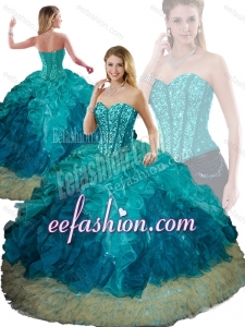 Fashionable Beading and Ruffles Ball Gown Detachable Quinceanera Skirts