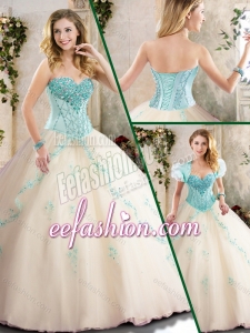 Fashionable Champagne Quinceanera Gowns with Appliques