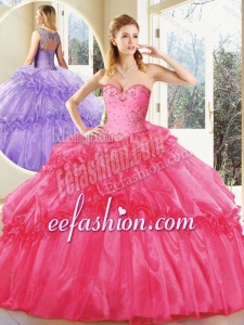 Fashionable Hot Pink Quinceanera Dresses with Beading
