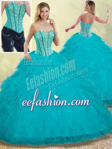 Fashionable Puffy Sweetheart Detachable Quinceanera Dresses with Beading