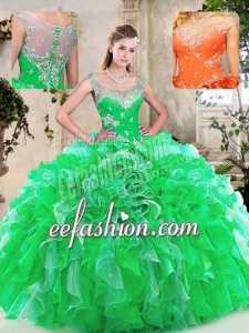 Fashionable Scoop Quinceanera Dresses with Beading and Ruffles