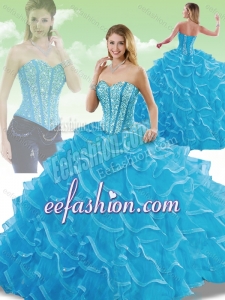 Fashionable Sweetheart Detachable Quinceanera Dresses with Beading and Ruffles