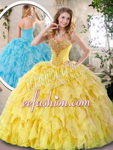 Fashionable Yellow Quinceanera Dresses with Beading and Ruffles