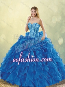 Latest Beading Sweetheart Detachable Quinceanera Dresses in Blue