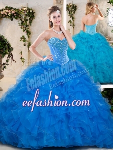 Latest Beading and Ruffles Quinceanera Dresses in Blue