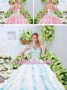 Latest Beading and Ruffles Quinceanera Dresses with Brush Train