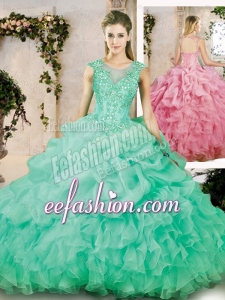 Popular Brush Train Sweet 16 Dresses with Appliques and Ruffles