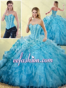 Pretty Sweetheart Ball Gown Detachable Sweet 16 Dresses with Beading