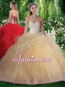 Fashionable Ball Gown Champagne Quinceanera Dresses with Beading and Ruffles
