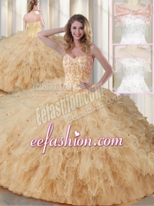 Fashionable Sweetheart Beading Quinceanera Dresses in Champagne