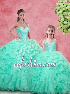 Gorgeous Ball Gown Beading Princesita With Quinceanera Dresses in Apple Green for 2016