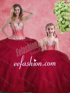 Hot Sale Wine Red Princesita With Quinceanera Dresses with Beading and Ruffles