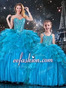 New Arrivals Sweetheart Princesita With Quinceanera Dresses with Beading in Teal