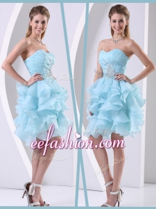 2016 Cheap Mini Length Sweetheart Prom Dress with Beading and Ruffles