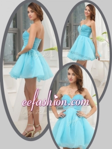 2016 Cheap Sweetheart Beading Short Prom Dress in Aqua Blue for Homecoming