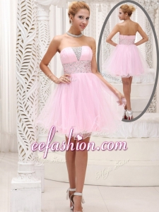 2016 Exquisite Strapless Beading Short Prom Dress for Homecoming
