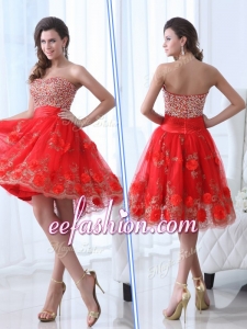 2016 Formal Sweetheart Red Prom Dress with Beading and Appliques