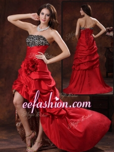 2016 Gorgeous High Low Strapless Prom Dress With Hand Made Flowers