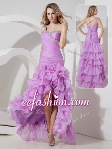 2016 Perfect Column High Low Prom Dress with Ruffled Layers