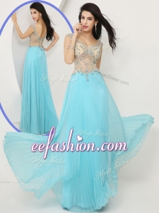 2016 Wonderful Empire Straps Long Prom Dresses with Beading