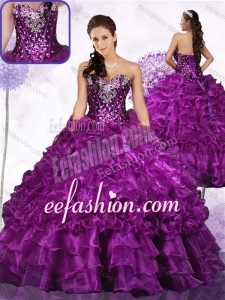 Beautiful Beading Ball Gown Sweet 16 Dresses with Ruffles and Sequins for 2016