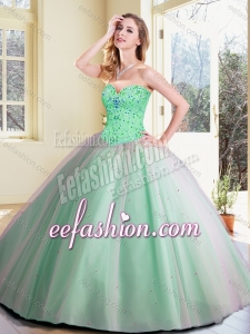 Cheap Ball Gown Beading Amazing Quinceanera Dresses in Apple Green