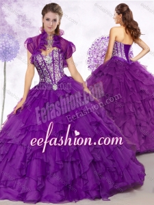 Cheap Ball Gown Purple Quinceanera Gowns with Beading and Ruffles for 2016