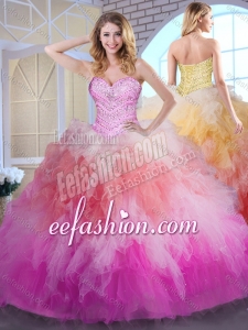 Classical Ball Gown Multi Color Quinceanera Dresses with Beading and Ruffles for 2016