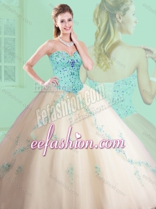 Classical Sweetheart Beading and Appliques Amazing Champagne Quinceanera Dresses