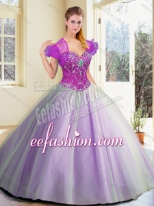 Discount Floor Length Lavender Sweet 16 Dresses with Beading for 2016