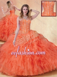 Elegant Ball Gown Orange Red Sweet 16 Dresses with Ruffles for 2016
