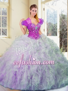 Exquisite Multi Color Sweet 16 Dresses with Beading and Ruffles