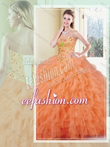 Fashionable Ball Gown Orange Red Amazing Quinceanera Gowns with Ruffles