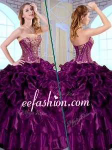 Gorgeous Ball Gown Sweetheart Ruffles and Appliques Amazing Quinceanera Gowns