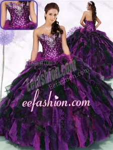 Gorgeous Sweetheart Multi Color Exquisite Quinceanera Gowns with Ruffles and Sequins