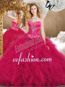 Inexpensive Sweetheart Ball Gown Quinceanera Gowns with Ruffles for 2016