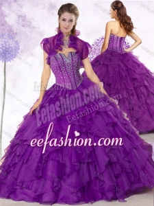 Latest Ball Gown Purple Quinceanera Gowns with Beading and Ruffles for 2016