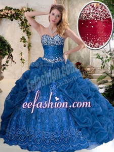Luxurious Brush Train Quinceanera Dresses with Pick Ups and Embroidery for 2016