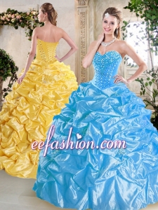 Luxurious Sweetheart Amazing Quinceanera Dresses with Beading and Pick Ups for Spring for 2016