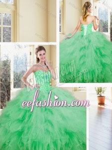 Luxurious Sweetheart Beading and Amazing Ruffles Quinceanera Dresses for 2016