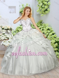 Modest Appliques and Pick Ups Exquisite Quinceanera Dresses in White