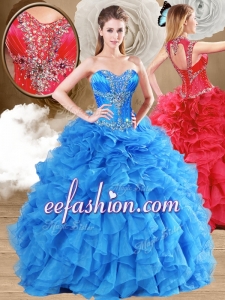 New Arrivals Ball Gown Sweet 16 Puffy Quinceanera Gowns with Beading and Ruffles for 2016