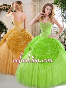 New Arrivals Sweetheart Beading and Paillette Quinceanera Gowns for Spring for 2016