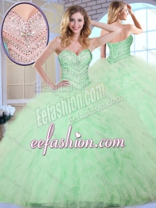 New Style Ball Gown Apple Green Sweet 16 Dresses with Beading and Ruffles for 2016